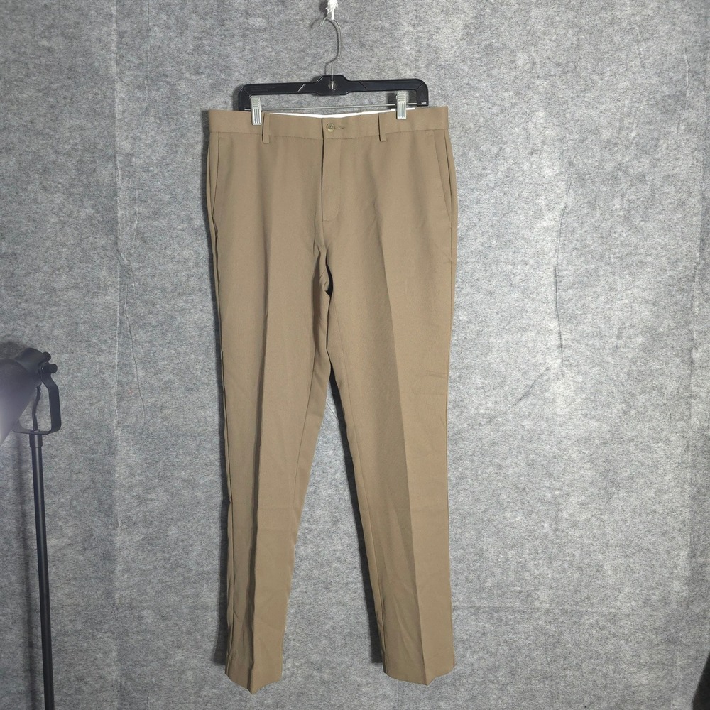 Apt. 9 Slim Fit Dress Pants Mens 34x32 Khaki Tan Flat Front VA00X300RS Trousers